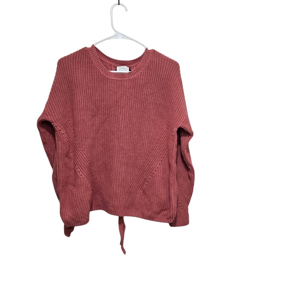 Lucky Brand Pink Lace Up Back Cotton Knit Sweater Medium